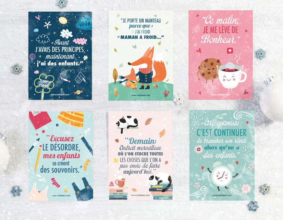 Lot De 12 Cartes Postales Illustrees Citation